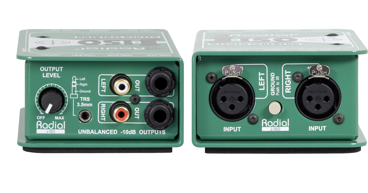 Radial J-Iso è realizzato con elettronica passiva che impiega componenti discreti al 100%. Possiede il controllo di livello “set & forget” che consente l'attenuazione del segnale di ingresso in modo da evitare sovraccarichi al dispositivo di destinazione.