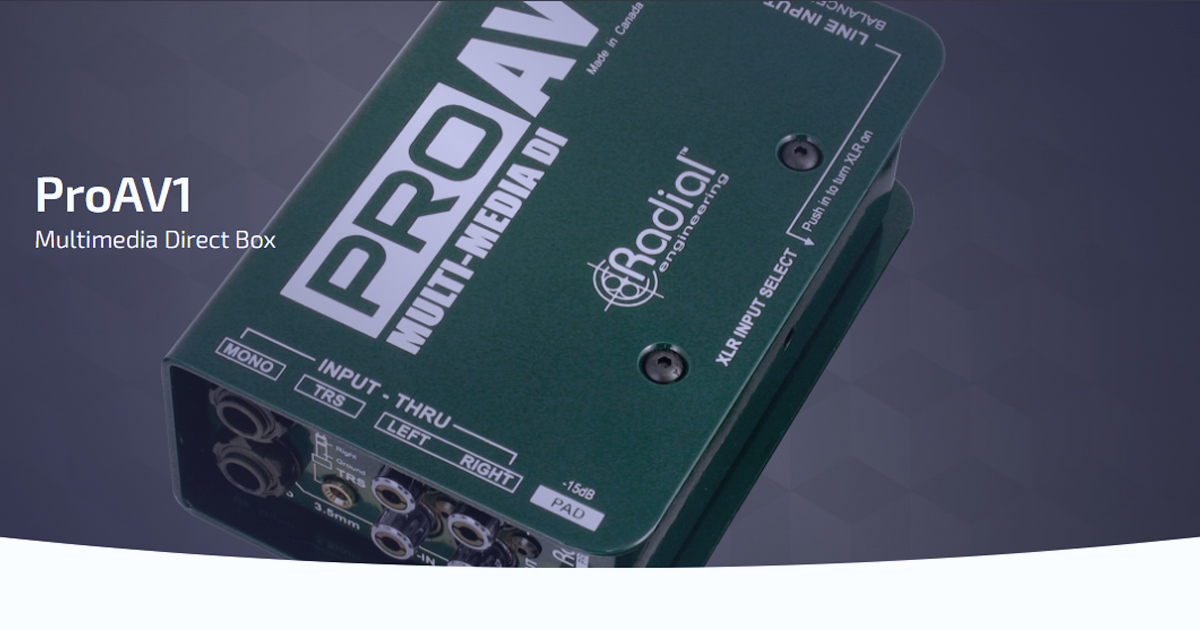 ProAV1 di Radial Engineering è una versatile Direct Box passiva con diverse tipologie di connettori d’ingresso per collegare anche dispositivi audio consumer