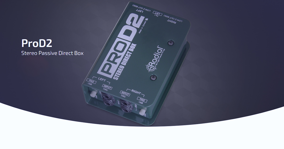 ProD2 RADIAL Engineering Stereo Passive Direct Box è una Direct Box passiva a 2 canali ideale per collegare senza rumori o altri disturbi tastiere stereo o altri strumenti con elevato livello d'uscita a PA system, Mixer professionali, o sistemi di registrazione.