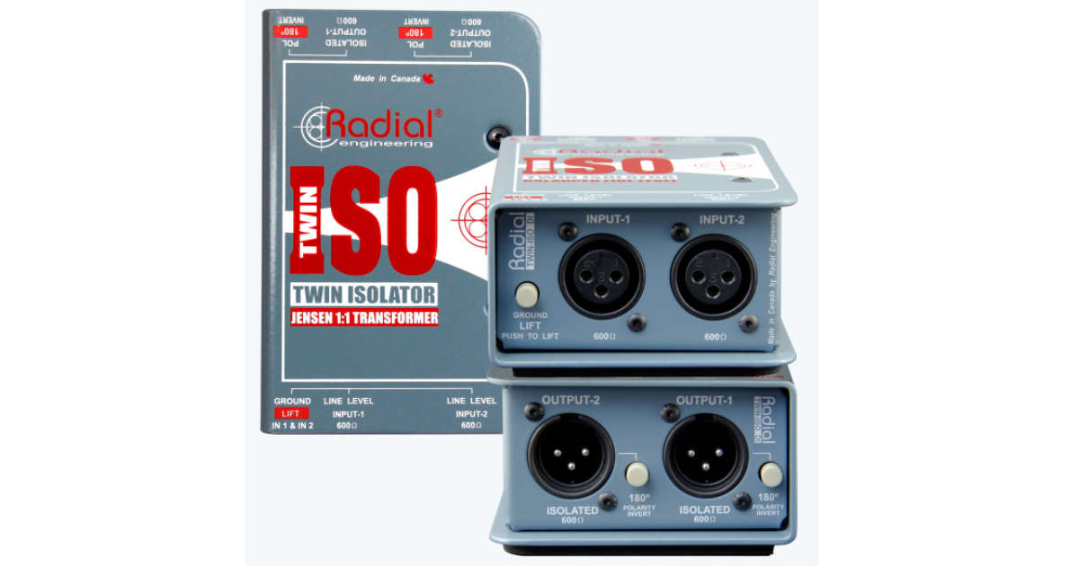 Twin-Iso è in grado di rimuovere disturbi e ronzii causati dai loop di terra tra apparecchiature audio bilanciate