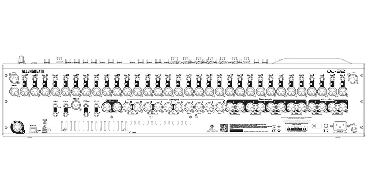 ingressi e uscite dell'Allen & Heath Qu-32