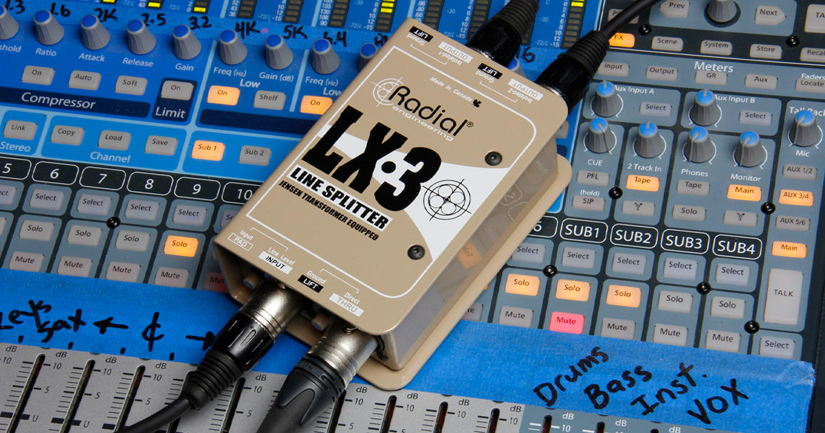 LX-3 di Radial Engineering è uno Splitter di linea bilanciato d'alta qualità, progettato per dividere ed inviare un segnale audio ad un massimo di tre destinazioni.