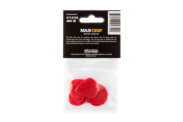 Dunlop - 471P3N Max-Grip Jazz III Red Nylon