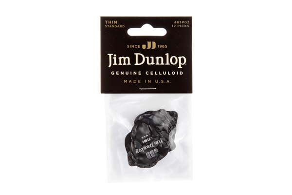 Dunlop 483P#02 Black Perloid - Thin