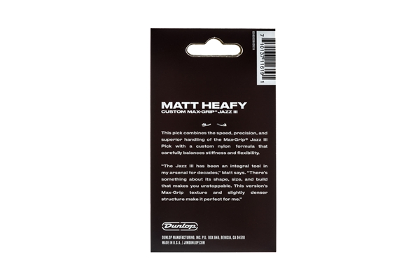 Dunlop - 471P3SMH Matt Heafy Max Grip Jazz Player's Pack/6