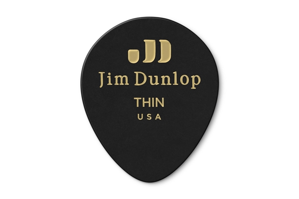 Dunlop - 485P-03TH Celluloid Teardrop, Black Thin Player's Pack/12