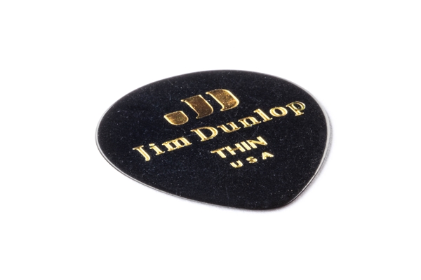 Dunlop - 485P-03TH Celluloid Teardrop, Black Thin Player's Pack/12