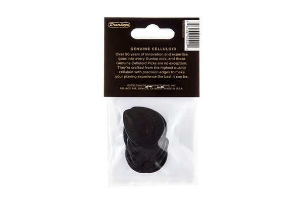 Dunlop - 485P-03MD Celluloid Teardrop, Black Medium Player's Pack/12