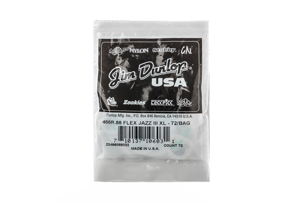 Dunlop - 466R088 Tortex Flex Jazz III XL .88 mm Bag/72