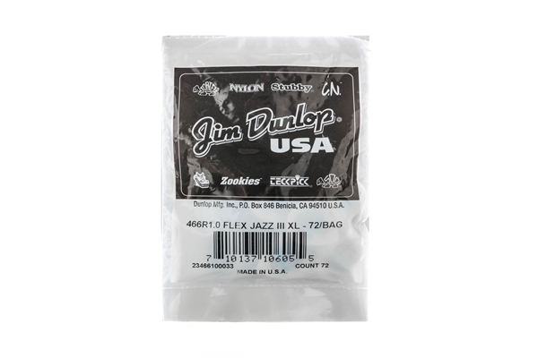 Dunlop - 466R100 Tortex Flex Jazz III XL 1.0 mm Bag/72