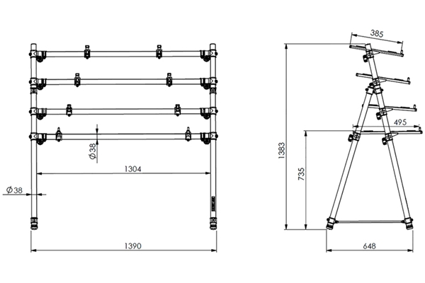 Quik Lok - MKS4 Supporto Multiplo in Alluminio per 4 Tastiere