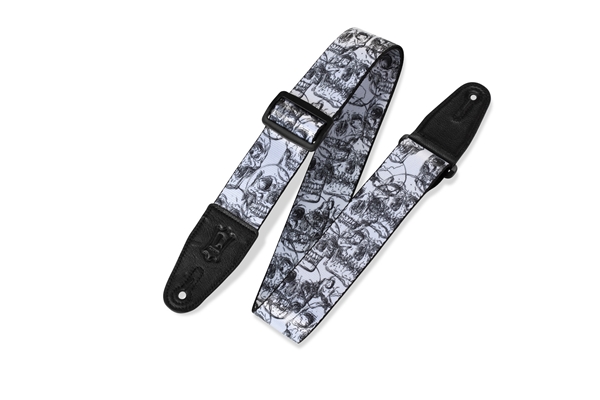 Levy's - MPD2-048 Tracolla in poliestere White & Black Skulls 2