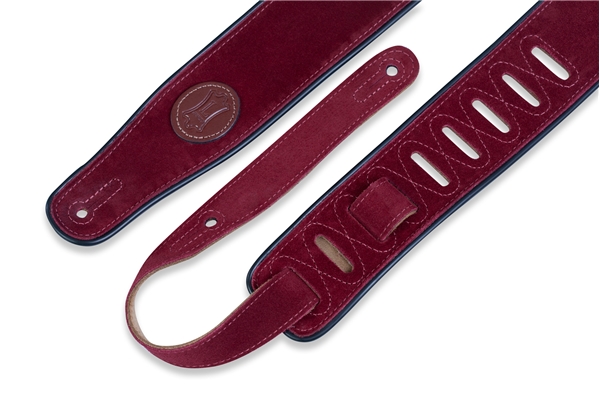 Levy's - MSS3-BRG Tracolla in pelle scamosciata Burgundy con piping Black 2 1/2