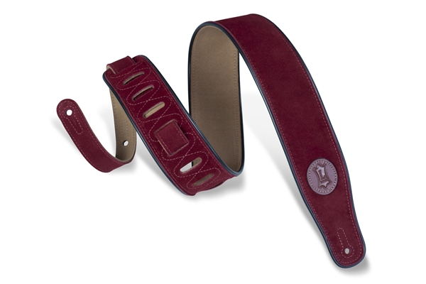 Levy's - MSS3-BRG Tracolla in pelle scamosciata Burgundy con piping Black 2 1/2