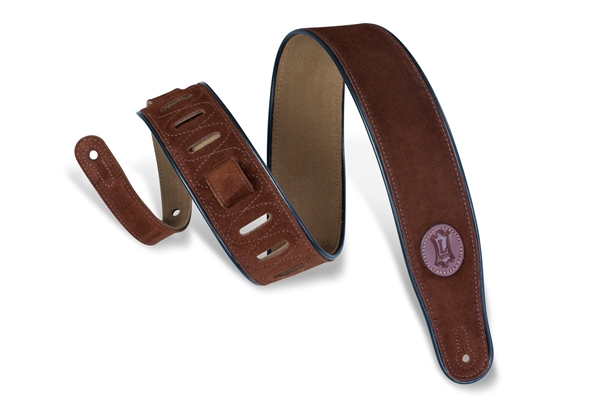 Levy's MSS3-BRN Tracolla in pelle scamosciata Brown con piping Black 2 1/2"