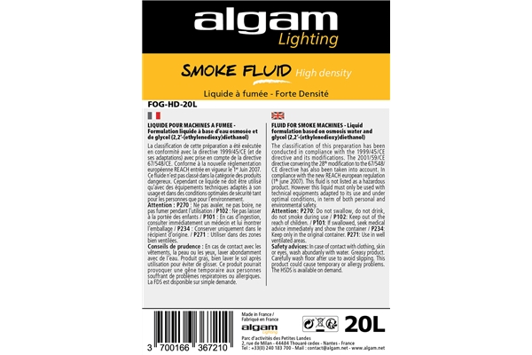 Algam Lighting - FOG-HD-20L Liquido Fumo Alta Densità 20L