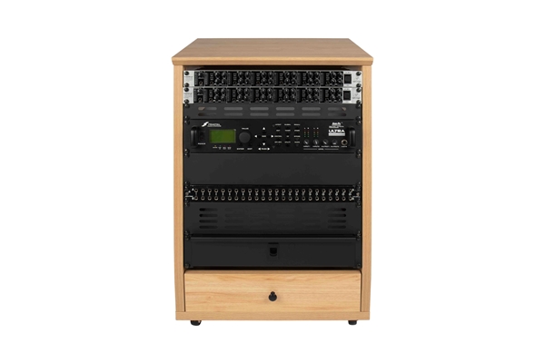 Gator Frameworks - GFW-ELITESTUDIORK12-MPL Rack da studio inclinato 12 unità con finitura in acero naturale opaco
