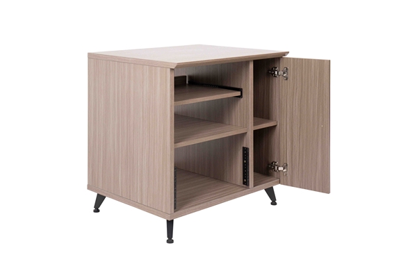 Gator Frameworks - GFW-ELITESIDECAR-GRY Mobile rack sidecar cabinet in legno con finitura grigia
