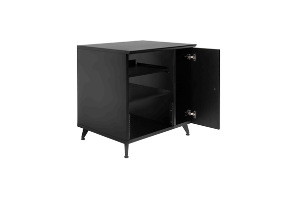 Gator Frameworks - GFW-ELITESIDECAR-BLK Mobile rack sidecar cabinet in legno con finitura nera
