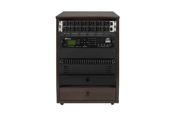 Gator Frameworks - GFW-ELITESTUDIORK12-BRN Rack da studio inclinato 12 unità con finitura in noce scuro
