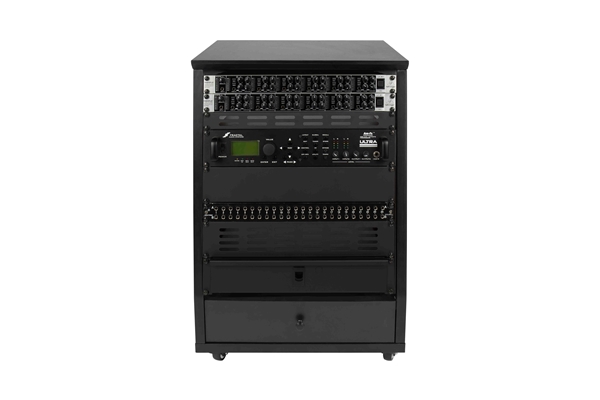 Gator Frameworks - GFW-ELITESTUDIORK12-BLK Rack da studio inclinato 12 unità con finitura nera standard
