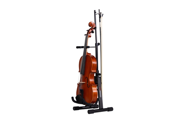 Gator Frameworks - GFW-BNO-VLNVLA Supporto pieghevole per violino e viola con struttura in acciaio e gancio per archetto