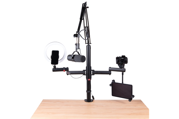 Gator Frameworks - GFW-ID-CREATORTREE Supporto modulare per content creator con braccio microfonico, ring light e adattatori professionali