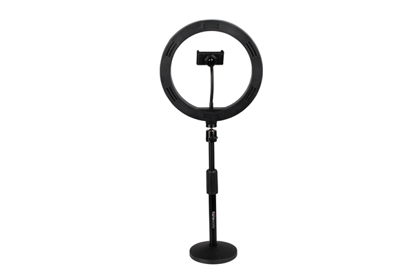Gator Frameworks - GFW-RINGLIGHTDSKTP Anello LED da tavolo con supporto smartphone per streaming, podcast e content creation