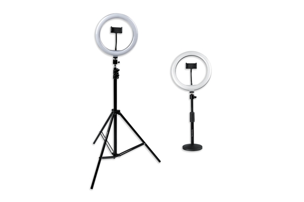 Gator Frameworks - GFW-RINGLIGHTSET Set con due anelli LED e supporti per smartphone ideale per streaming, podcast e content creation
