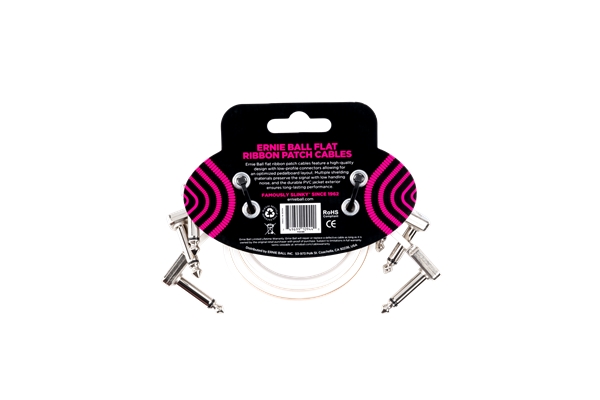 Ernie Ball - 6386 Flat Ribbon Patch Cable White 30.48cm 3Pk