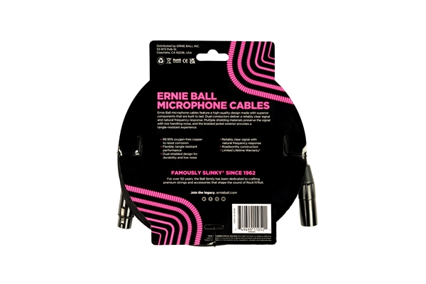 Ernie Ball - 6391 Cavo Microfonico Braided nero 4,5 m