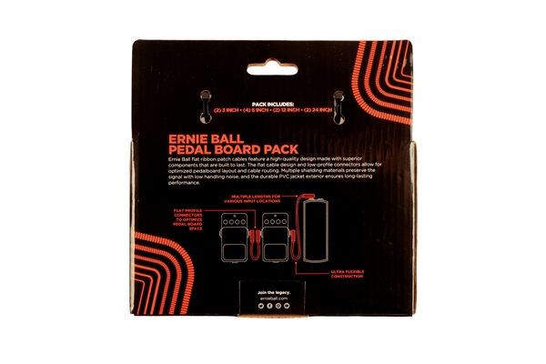 Ernie Ball - 6404 Flat Ribbon Patch Cables Red Multi-pack