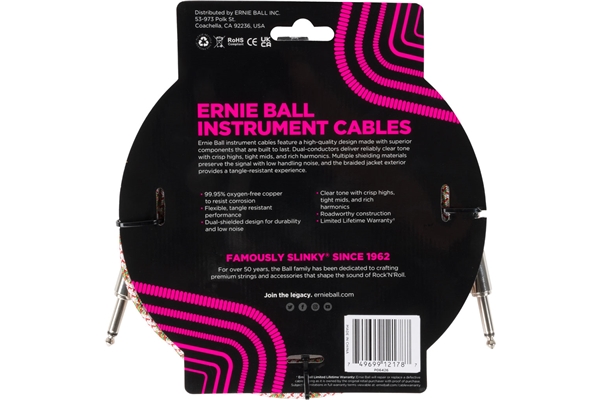 Ernie Ball - 6426 Braided Cable Emerald Argyle 3m