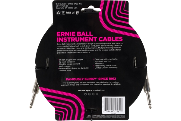 Ernie Ball - 6429 Braided Cables Silver Fox 3m