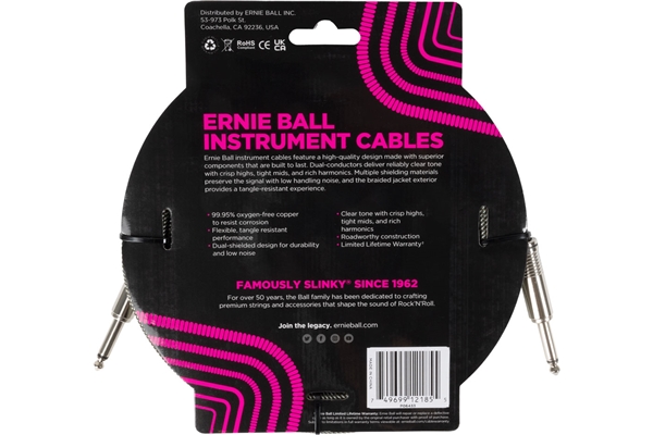 Ernie Ball - 6433 Braided Cables Silver Fox 5,5 m