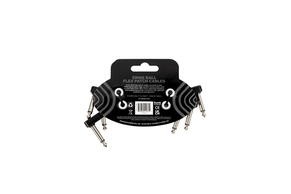 Ernie Ball - 6443 Flex Patch Cable Black 8cm 3pk