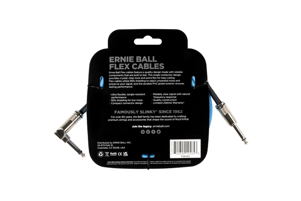 Ernie Ball - 6464 Flex Cable Straight Angle Blue 3m