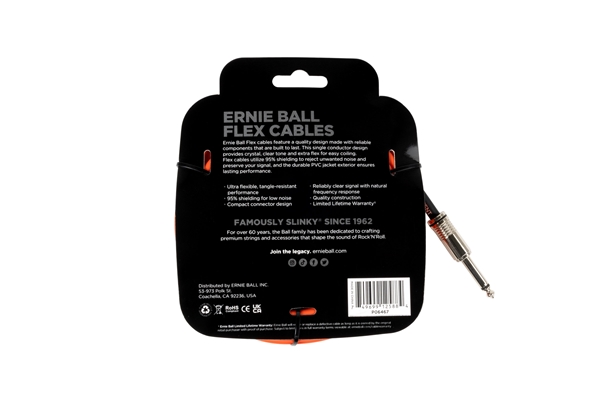 Ernie Ball - 6467 Flex Cable Straight Angle Orange 6m