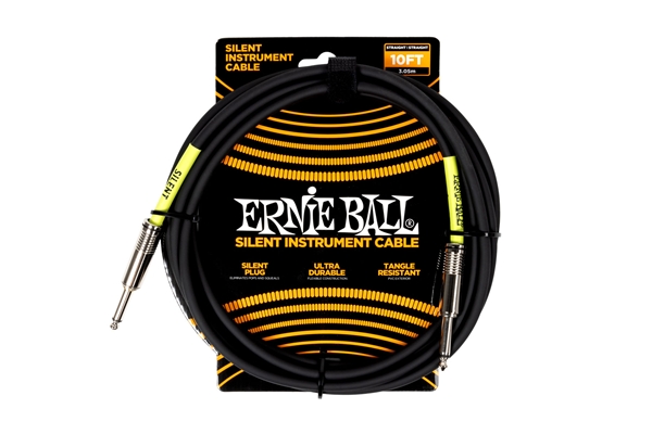 Ernie Ball - 6472 Silent Cable Straight-Straight Black 3 m