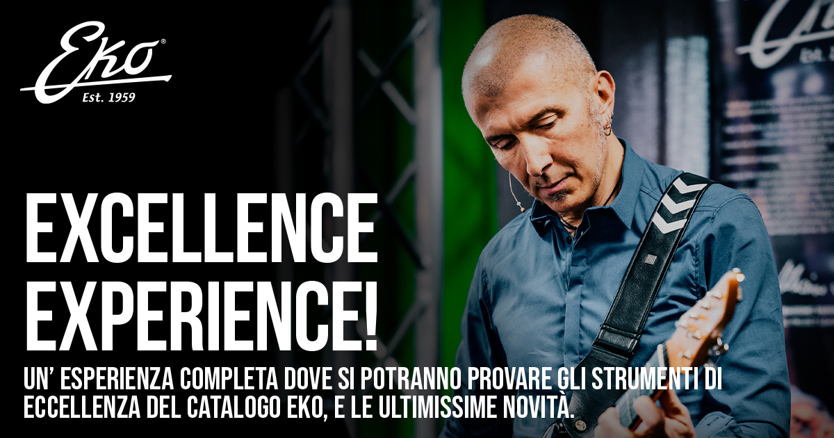 Partecipa a una delle date del nuovo Excellence Experience Tour 2025 di Eko Guitars. Insieme a Massimo Varini avrai la possibilità di ascoltare e provare di persona il meglio del catalogo di chitarre elettriche, acustiche, classiche e pedali effetto del b