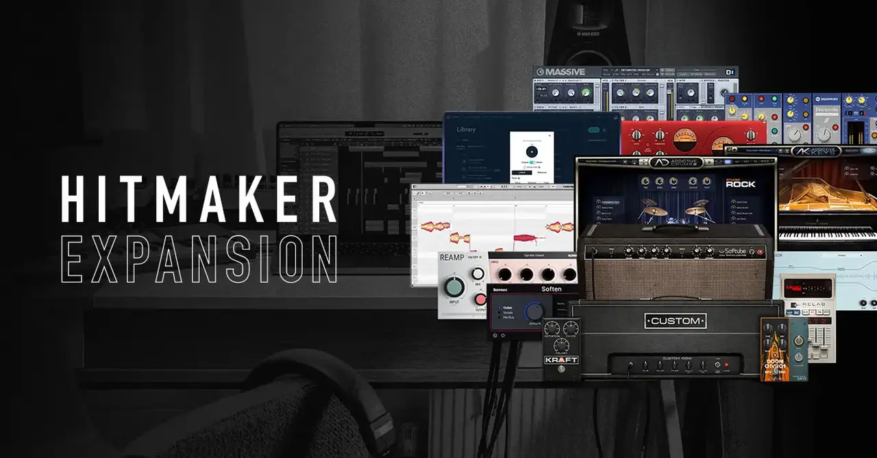 Focusrite Hitmaker Expansion Bundle offre strumenti virtuali ed effetti per creare tracce vocali, chitarre, batterie e tastiere di qualità studio, con processori per mixaggio e mastering ideali per arrangiamenti e pre-produzione