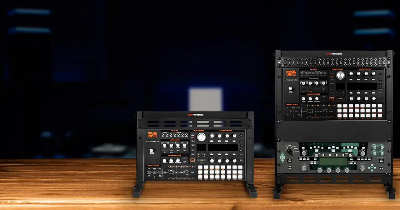 Supporti Gator Frameworks per unità rack audio in configurazione da studio o live