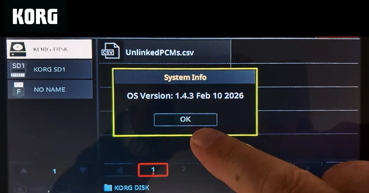 Aggiornamento OS v. 1.4.3 per KORG Pa5X