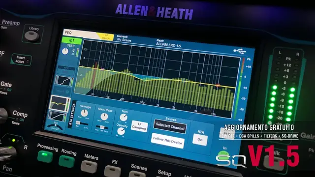 Allen & Heath SQ Firmware Update 1.5: Channel RTA, nuovi filtri, DCA Spills, registrazione e riproduzione 32 tracce da SQ-DRIVE e via USB 
