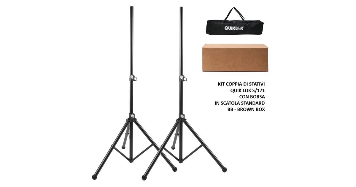 Coppia Di Supporti Per Altoparlanti Quiklok S-171PAK – Staffe Per Montaggio Su Palo O Treppiede Per Diffusori Audio