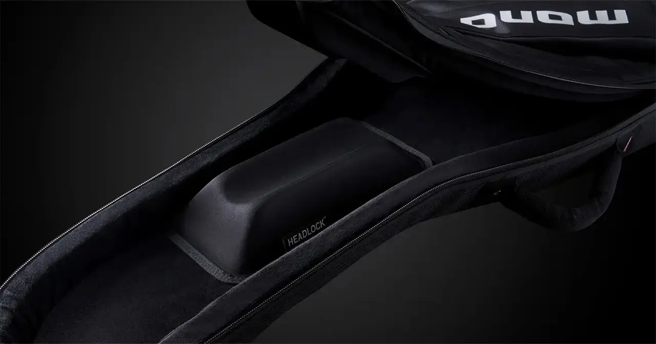 Headlock è un sistema brevettato che blocca il manico dello strumento all'interno della custodia, mantenendo la paletta elevata per proteggerla dagli urti.