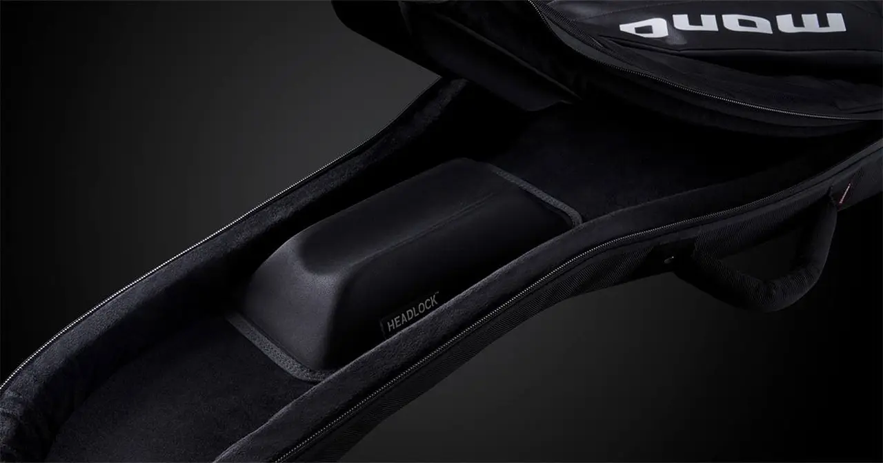 Headlock è un sistema brevettato che blocca il manico dello strumento all'interno della custodia, mantenendo la paletta elevata per proteggerla dagli urti.