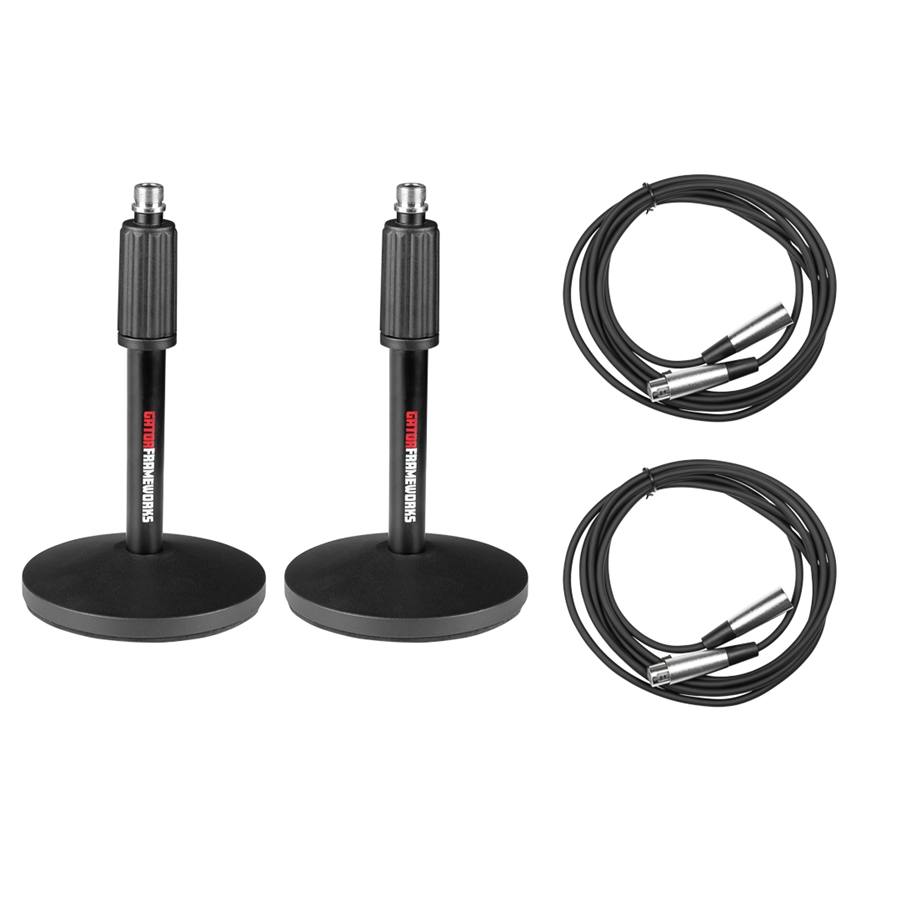 24500281 - GFW-MIC-DESKTOP-2PK Set da 2 supporti microfonici da tavolo con cavi XLR