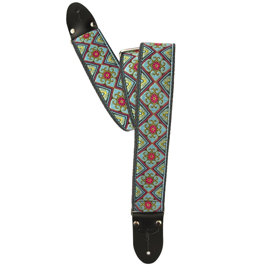 17106200 - 2" Retro Deluxe Jacquard Strap Teal/Gold