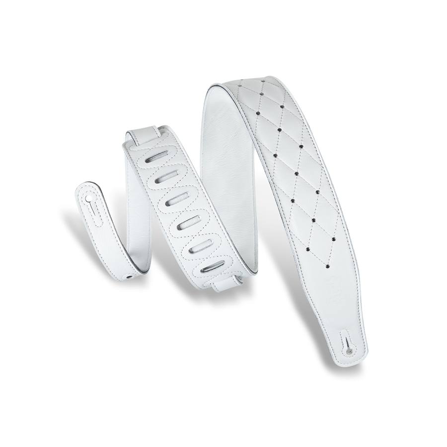 MG26DS-WHT_ABK Tracolla in pelle Tufted White 2 1/2"